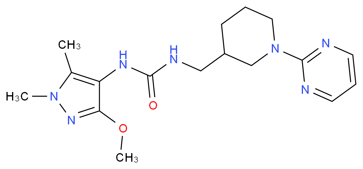 N-(3-methoxy-1,5-dimethyl-1H-pyrazol-4-yl)-N'-[(1-pyrimidin-2-ylpiperidin-3-yl)methyl]urea_Molecular_structure_CAS_)