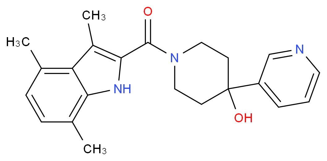 4-(3-pyridinyl)-1-[(3,4,7-trimethyl-1H-indol-2-yl)carbonyl]-4-piperidinol_Molecular_structure_CAS_)