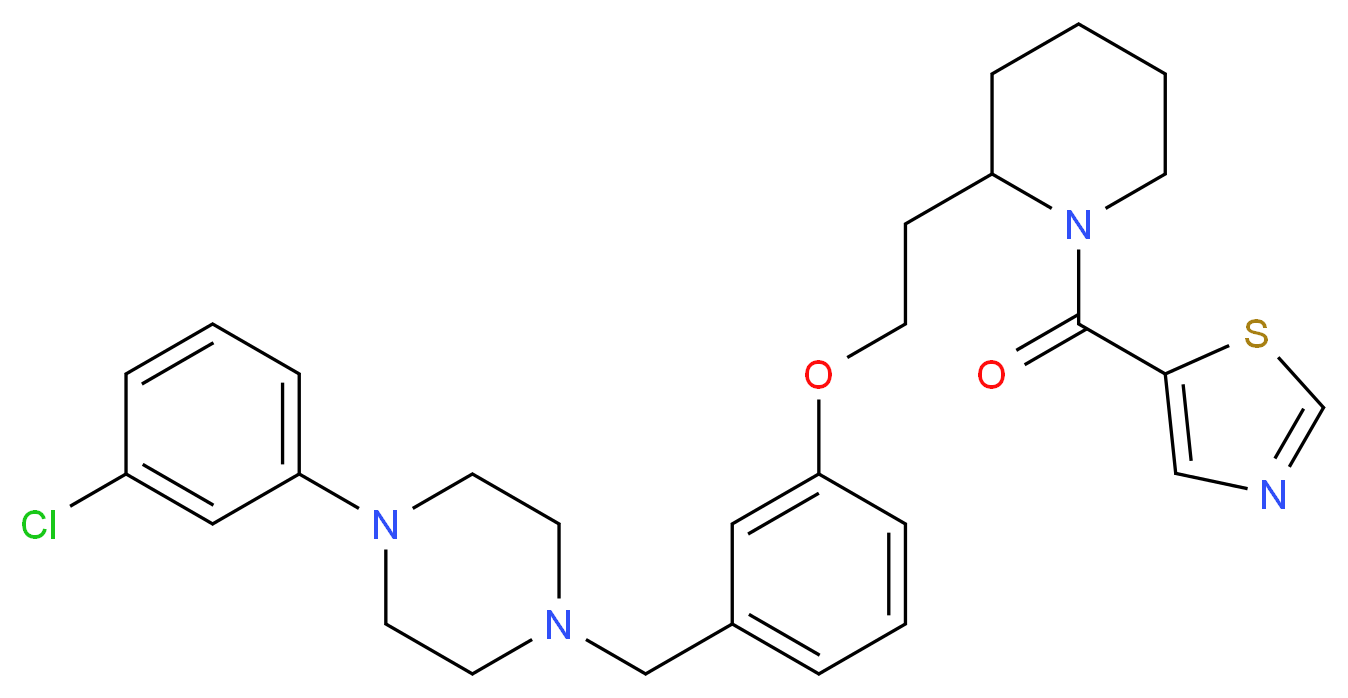 1-(3-chlorophenyl)-4-(3-{2-[1-(1,3-thiazol-5-ylcarbonyl)-2-piperidinyl]ethoxy}benzyl)piperazine_Molecular_structure_CAS_)