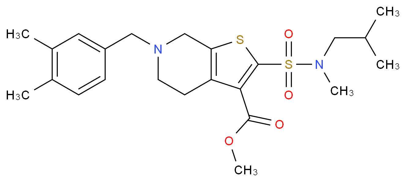 methyl 6-(3,4-dimethylbenzyl)-2-{[isobutyl(methyl)amino]sulfonyl}-4,5,6,7-tetrahydrothieno[2,3-c]pyridine-3-carboxylate_Molecular_structure_CAS_)