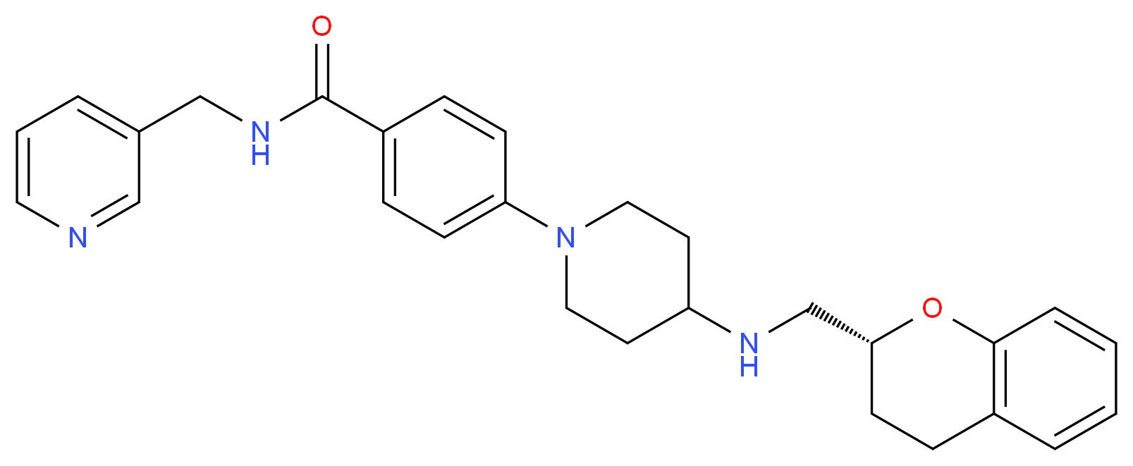 4-(4-{[(2R)-3,4-dihydro-2H-chromen-2-ylmethyl]amino}-1-piperidinyl)-N-(3-pyridinylmethyl)benzamide_Molecular_structure_CAS_)