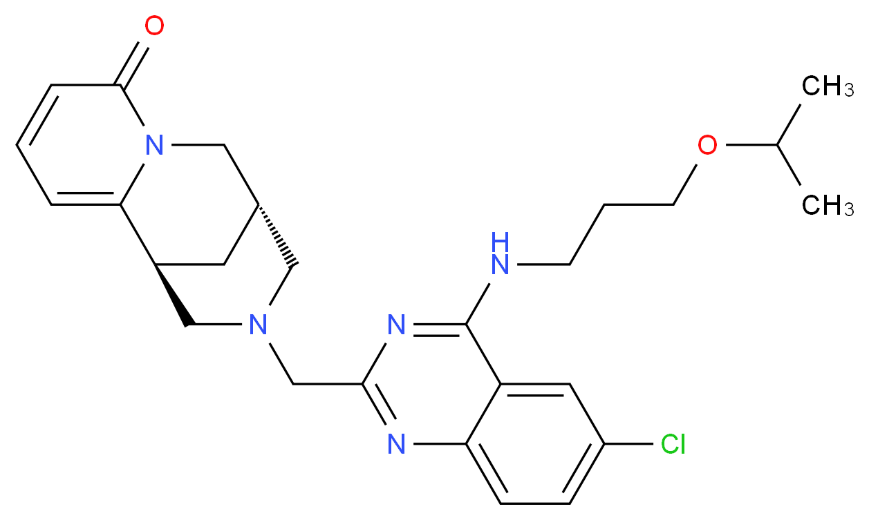 (1S,9S)-11-({6-chloro-4-[(3-isopropoxypropyl)amino]-2-quinazolinyl}methyl)-7,11-diazatricyclo[7.3.1.0~2,7~]trideca-2,4-dien-6-one_Molecular_structure_CAS_)