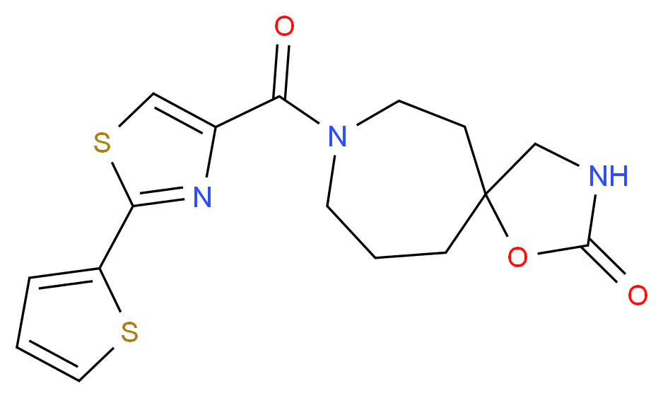 8-{[2-(2-thienyl)-1,3-thiazol-4-yl]carbonyl}-1-oxa-3,8-diazaspiro[4.6]undecan-2-one_Molecular_structure_CAS_)
