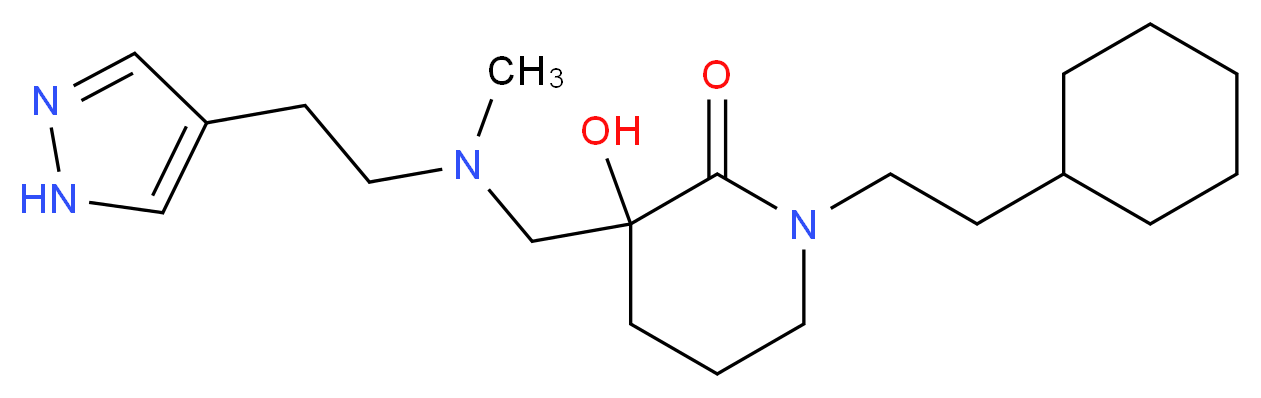 1-(2-cyclohexylethyl)-3-hydroxy-3-({methyl[2-(1H-pyrazol-4-yl)ethyl]amino}methyl)piperidin-2-one_Molecular_structure_CAS_)