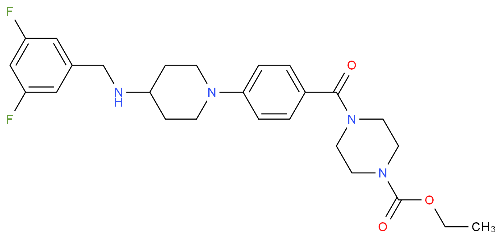 ethyl 4-(4-{4-[(3,5-difluorobenzyl)amino]-1-piperidinyl}benzoyl)-1-piperazinecarboxylate_Molecular_structure_CAS_)