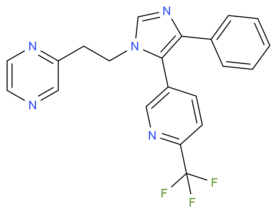 2-(2-{4-phenyl-5-[6-(trifluoromethyl)pyridin-3-yl]-1H-imidazol-1-yl}ethyl)pyrazine_Molecular_structure_CAS_)