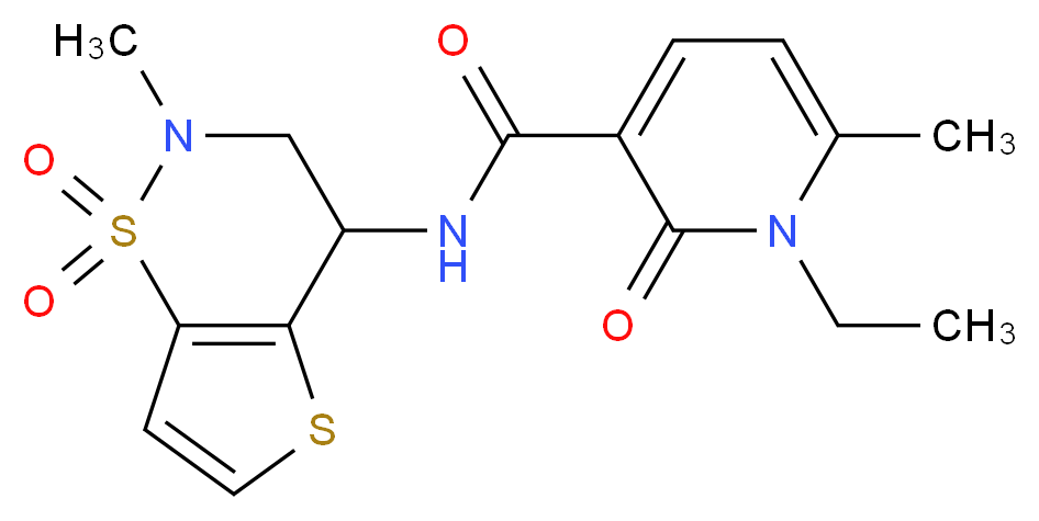 1-ethyl-6-methyl-N-(2-methyl-1,1-dioxido-3,4-dihydro-2H-thieno[2,3-e][1,2]thiazin-4-yl)-2-oxo-1,2-dihydropyridine-3-carboxamide_Molecular_structure_CAS_)
