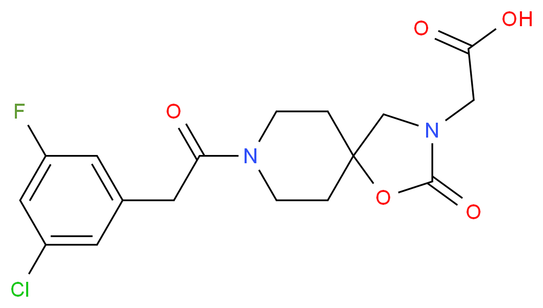 {8-[(3-chloro-5-fluorophenyl)acetyl]-2-oxo-1-oxa-3,8-diazaspiro[4.5]dec-3-yl}acetic acid_Molecular_structure_CAS_)