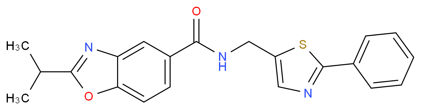 2-isopropyl-N-[(2-phenyl-1,3-thiazol-5-yl)methyl]-1,3-benzoxazole-5-carboxamide_Molecular_structure_CAS_)