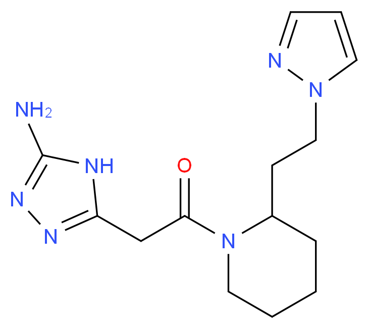 5-(2-oxo-2-{2-[2-(1H-pyrazol-1-yl)ethyl]piperidin-1-yl}ethyl)-4H-1,2,4-triazol-3-amine_Molecular_structure_CAS_)