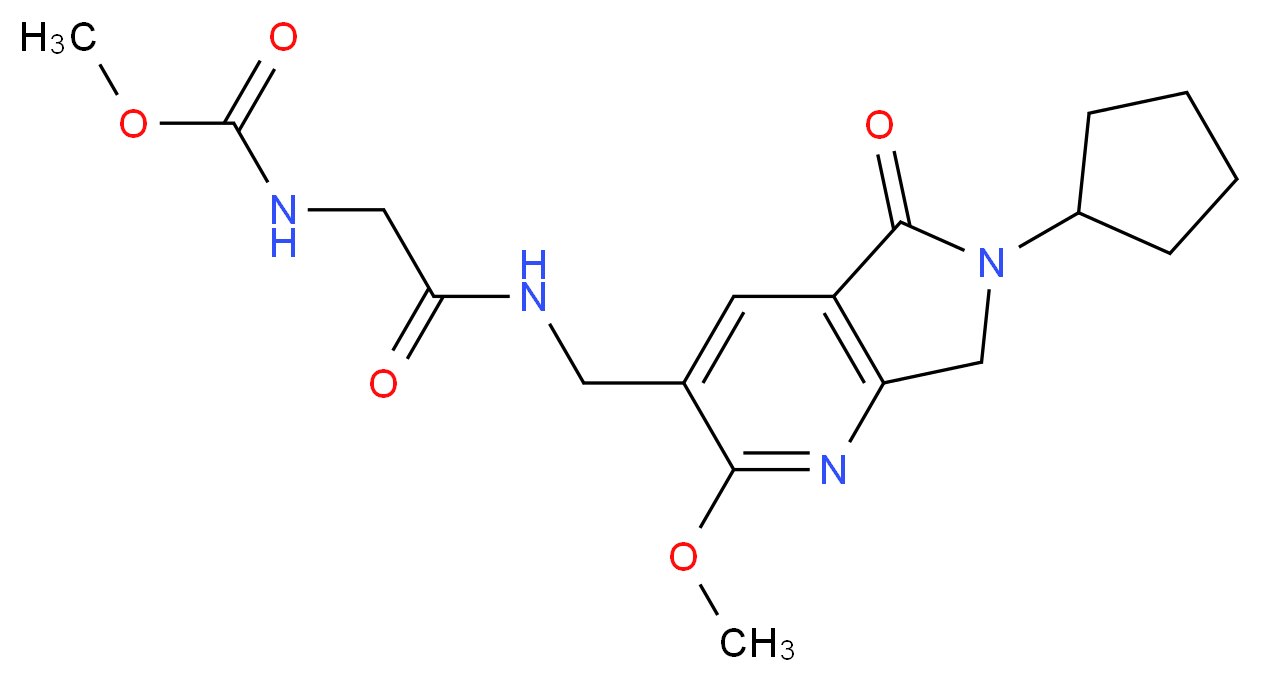 methyl (2-{[(6-cyclopentyl-2-methoxy-5-oxo-6,7-dihydro-5H-pyrrolo[3,4-b]pyridin-3-yl)methyl]amino}-2-oxoethyl)carbamate_Molecular_structure_CAS_)