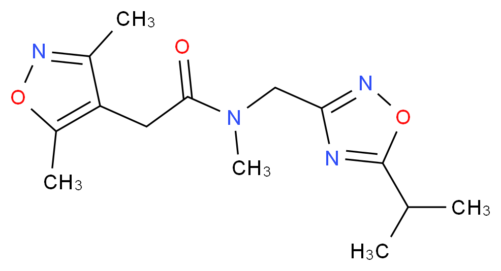 2-(3,5-dimethyl-4-isoxazolyl)-N-[(5-isopropyl-1,2,4-oxadiazol-3-yl)methyl]-N-methylacetamide_Molecular_structure_CAS_)