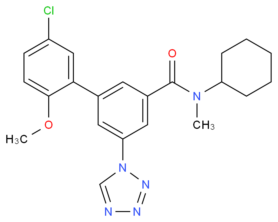 5'-chloro-N-cyclohexyl-2'-methoxy-N-methyl-5-(1H-tetrazol-1-yl)-3-biphenylcarboxamide_Molecular_structure_CAS_)