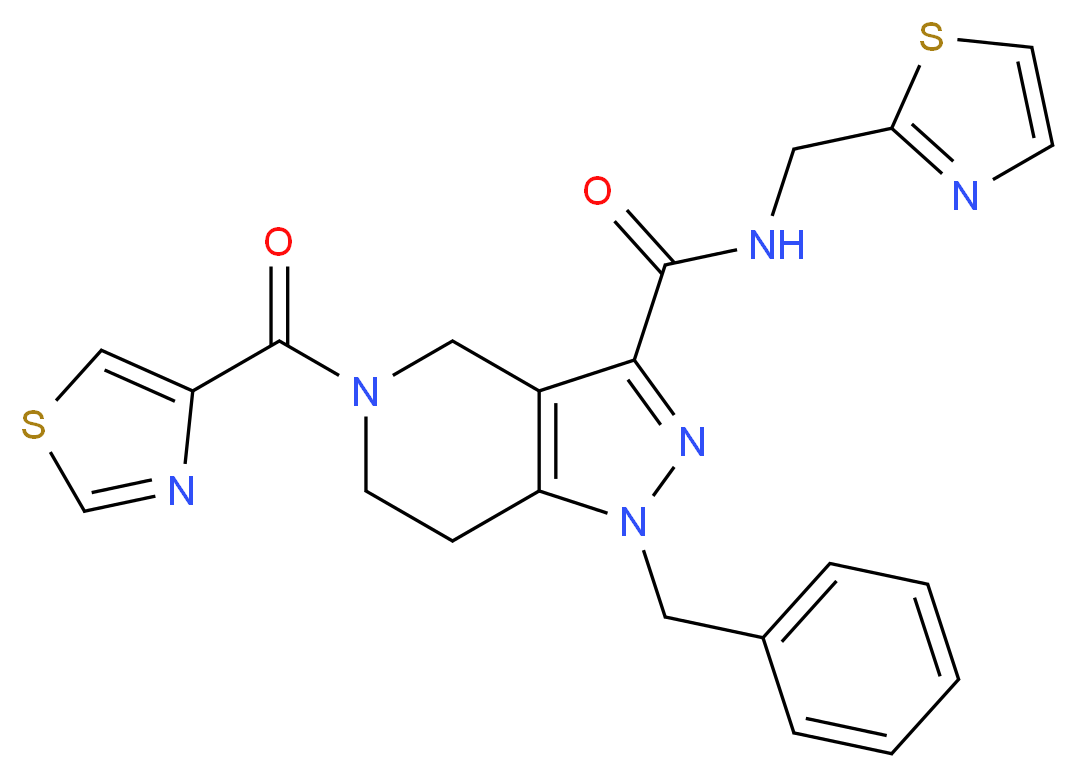 1-benzyl-5-(1,3-thiazol-4-ylcarbonyl)-N-(1,3-thiazol-2-ylmethyl)-4,5,6,7-tetrahydro-1H-pyrazolo[4,3-c]pyridine-3-carboxamide_Molecular_structure_CAS_)