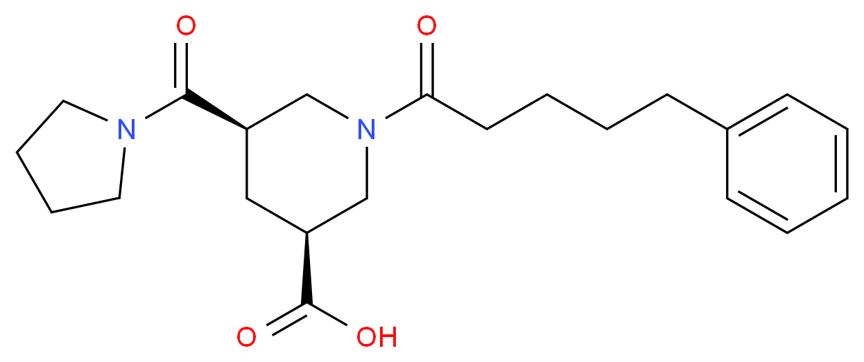 (3S*,5R*)-1-(5-phenylpentanoyl)-5-(1-pyrrolidinylcarbonyl)-3-piperidinecarboxylic acid_Molecular_structure_CAS_)