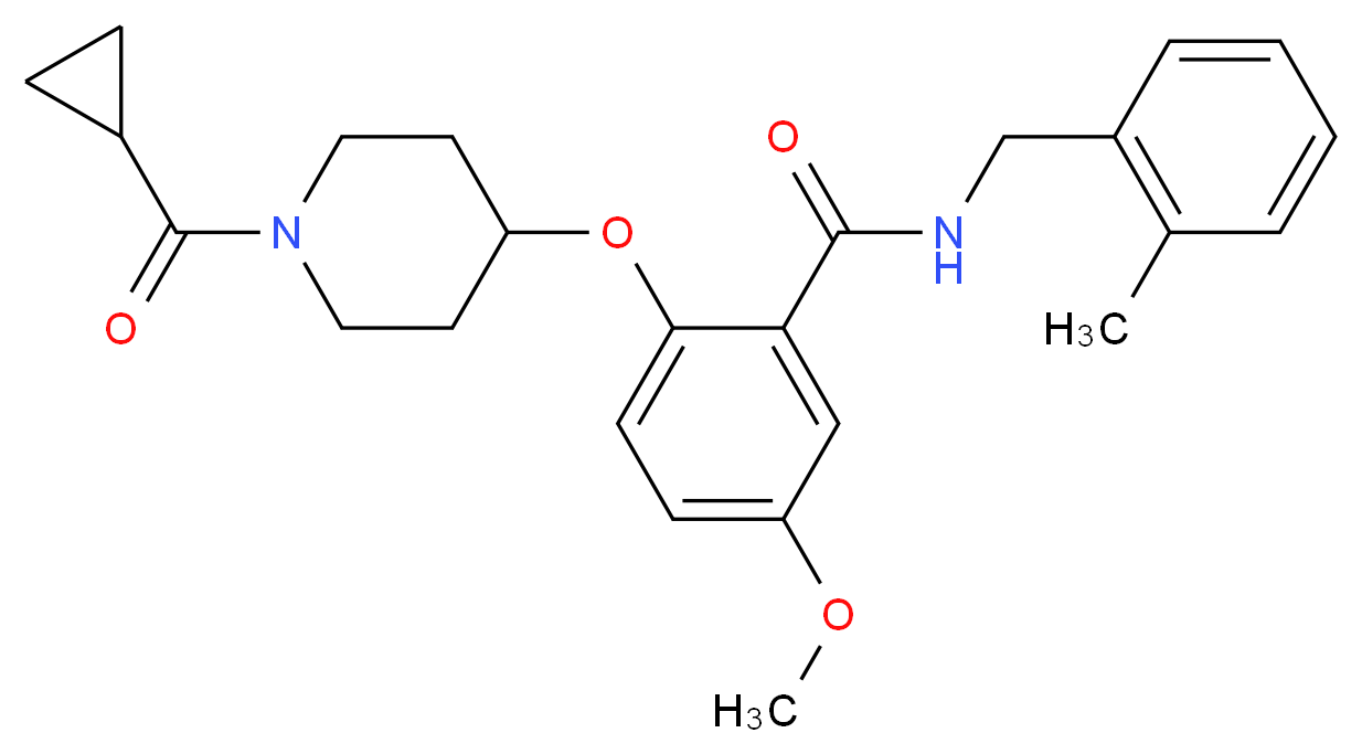 2-{[1-(cyclopropylcarbonyl)-4-piperidinyl]oxy}-5-methoxy-N-(2-methylbenzyl)benzamide_Molecular_structure_CAS_)