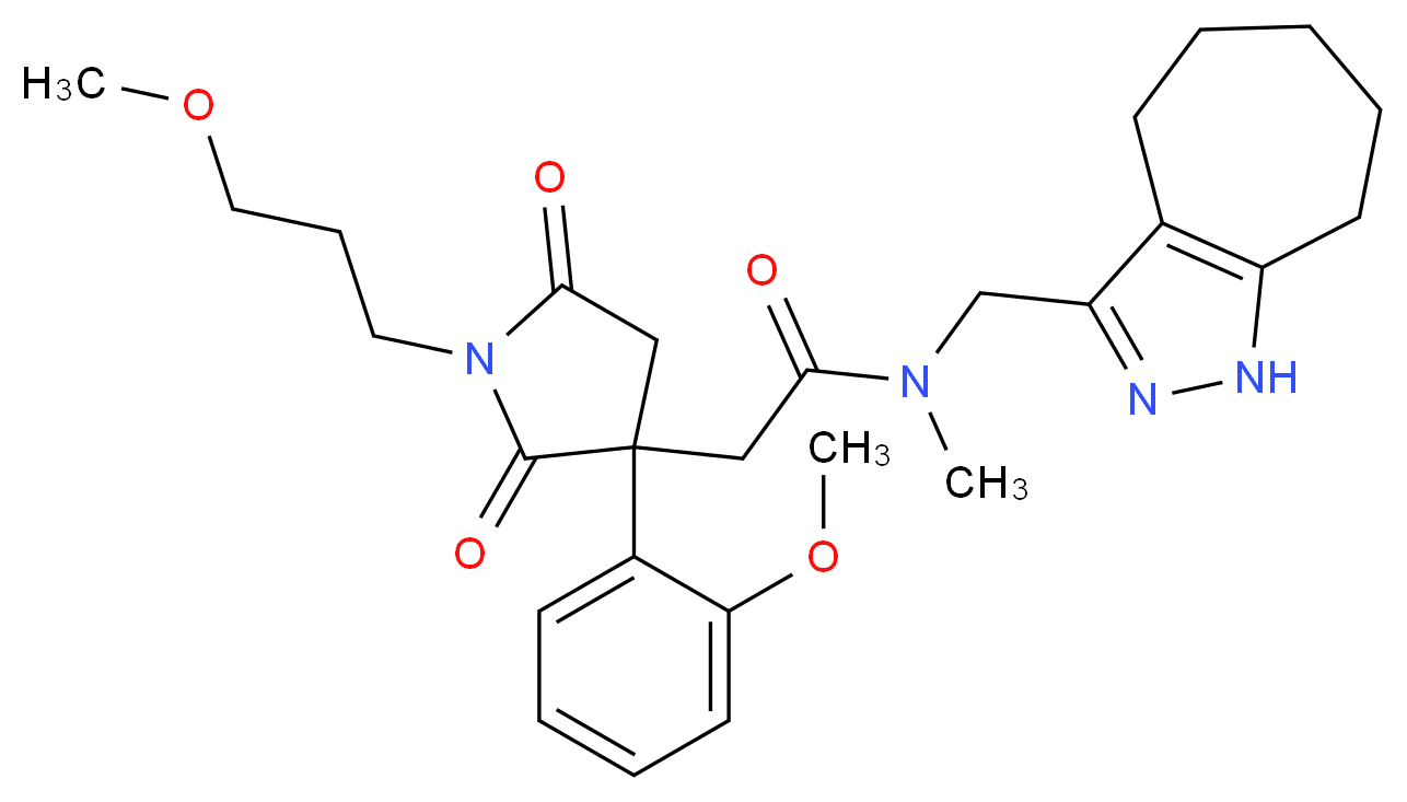 N-(1,4,5,6,7,8-hexahydrocyclohepta[c]pyrazol-3-ylmethyl)-2-[3-(2-methoxyphenyl)-1-(3-methoxypropyl)-2,5-dioxo-3-pyrrolidinyl]-N-methylacetamide_Molecular_structure_CAS_)