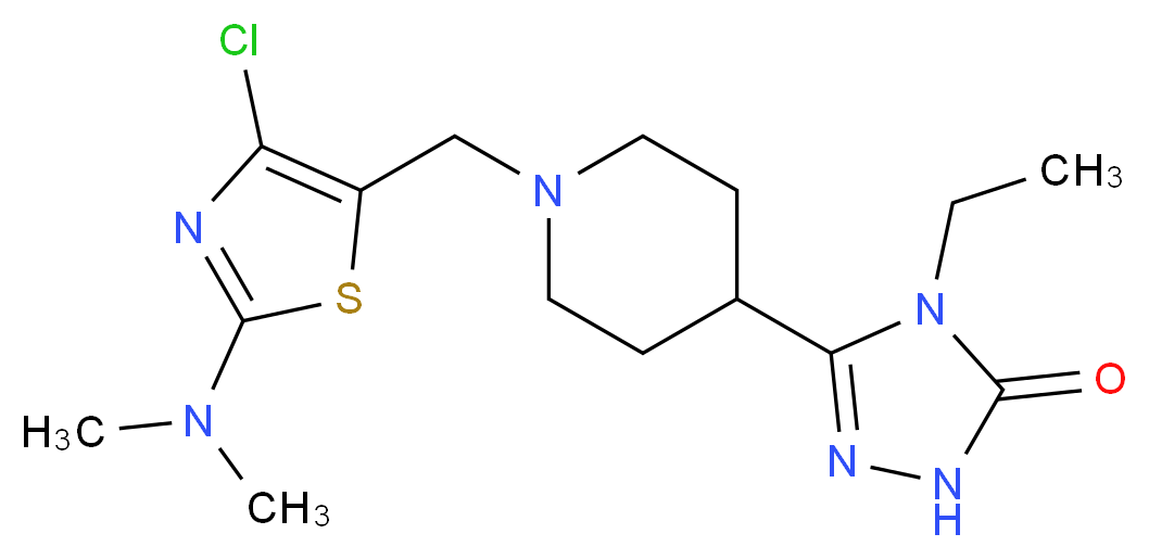 5-(1-{[4-chloro-2-(dimethylamino)-1,3-thiazol-5-yl]methyl}piperidin-4-yl)-4-ethyl-2,4-dihydro-3H-1,2,4-triazol-3-one_Molecular_structure_CAS_)