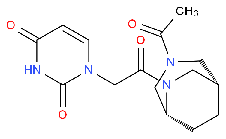 1-{2-[(1S*,5R*)-3-acetyl-3,6-diazabicyclo[3.2.2]non-6-yl]-2-oxoethyl}-2,4(1H,3H)-pyrimidinedione_Molecular_structure_CAS_)