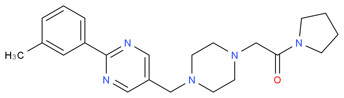 2-(3-methylphenyl)-5-{[4-(2-oxo-2-pyrrolidin-1-ylethyl)piperazin-1-yl]methyl}pyrimidine_Molecular_structure_CAS_)