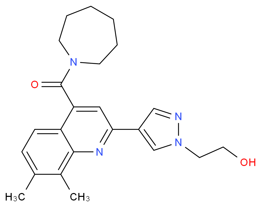 2-{4-[4-(azepan-1-ylcarbonyl)-7,8-dimethylquinolin-2-yl]-1H-pyrazol-1-yl}ethanol_Molecular_structure_CAS_)