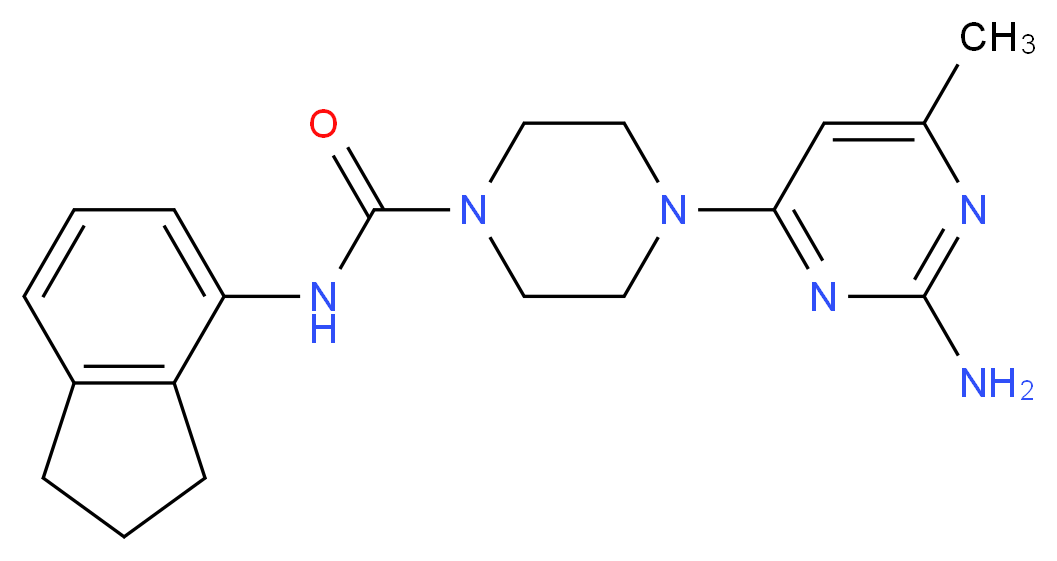 4-(2-amino-6-methylpyrimidin-4-yl)-N-(2,3-dihydro-1H-inden-4-yl)piperazine-1-carboxamide_Molecular_structure_CAS_)