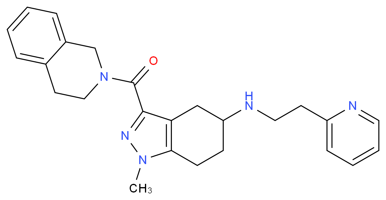 3-(3,4-dihydro-2(1H)-isoquinolinylcarbonyl)-1-methyl-N-[2-(2-pyridinyl)ethyl]-4,5,6,7-tetrahydro-1H-indazol-5-amine_Molecular_structure_CAS_)