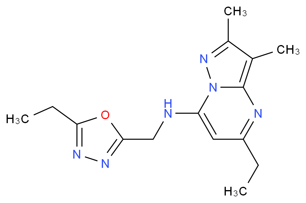 5-ethyl-N-[(5-ethyl-1,3,4-oxadiazol-2-yl)methyl]-2,3-dimethylpyrazolo[1,5-a]pyrimidin-7-amine_Molecular_structure_CAS_)