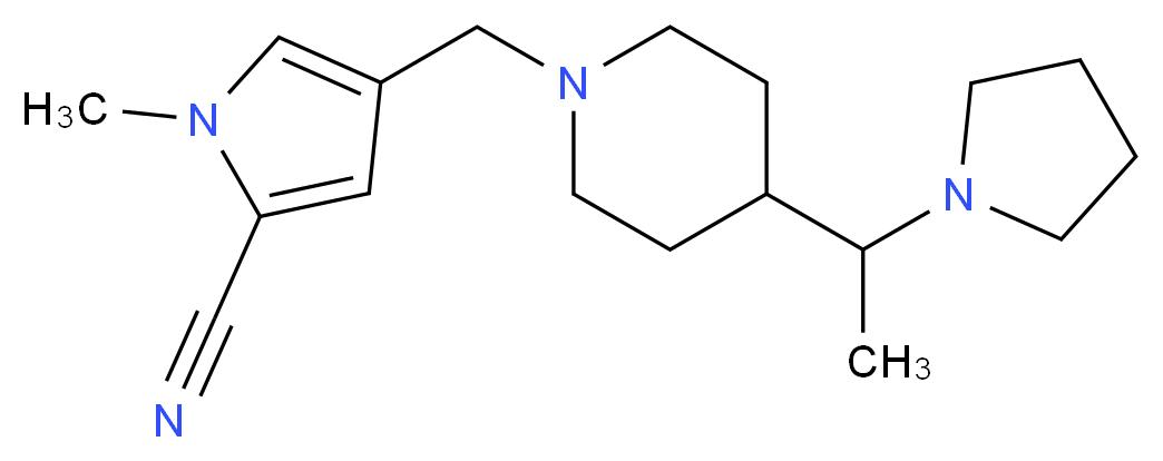 1-methyl-4-({4-[1-(1-pyrrolidinyl)ethyl]-1-piperidinyl}methyl)-1H-pyrrole-2-carbonitrile_Molecular_structure_CAS_)