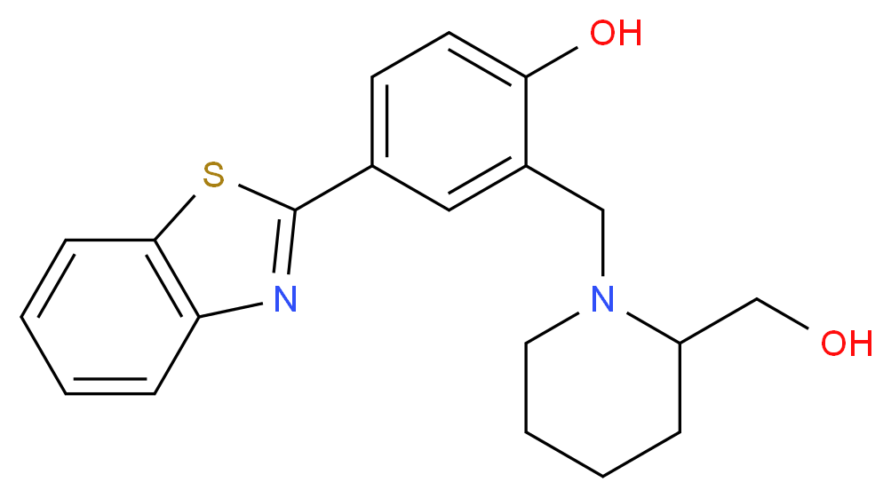 4-(1,3-benzothiazol-2-yl)-2-{[2-(hydroxymethyl)-1-piperidinyl]methyl}phenol_Molecular_structure_CAS_)