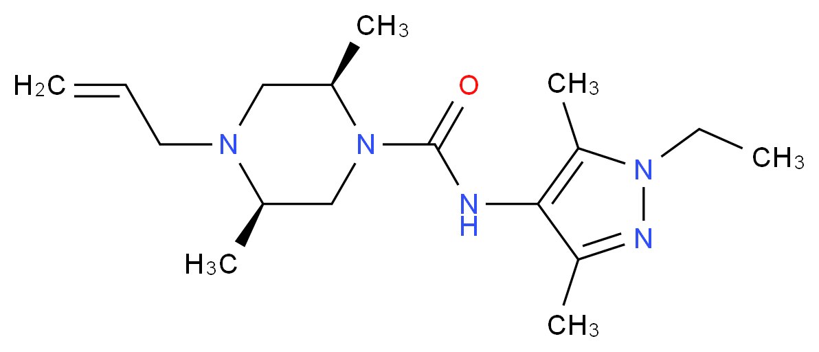 (2R*,5R*)-4-allyl-N-(1-ethyl-3,5-dimethyl-1H-pyrazol-4-yl)-2,5-dimethylpiperazine-1-carboxamide_Molecular_structure_CAS_)