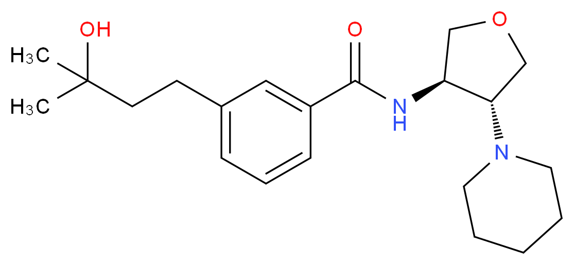 3-(3-hydroxy-3-methylbutyl)-N-[(3R*,4R*)-4-(1-piperidinyl)tetrahydro-3-furanyl]benzamide_Molecular_structure_CAS_)