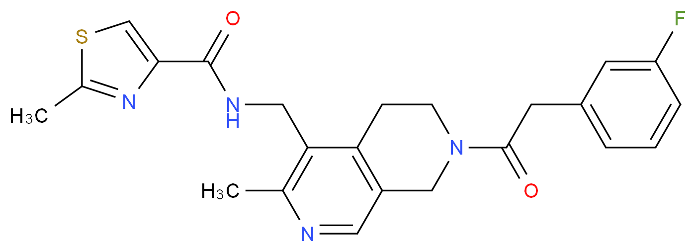 N-({7-[(3-fluorophenyl)acetyl]-3-methyl-5,6,7,8-tetrahydro-2,7-naphthyridin-4-yl}methyl)-2-methyl-1,3-thiazole-4-carboxamide_Molecular_structure_CAS_)