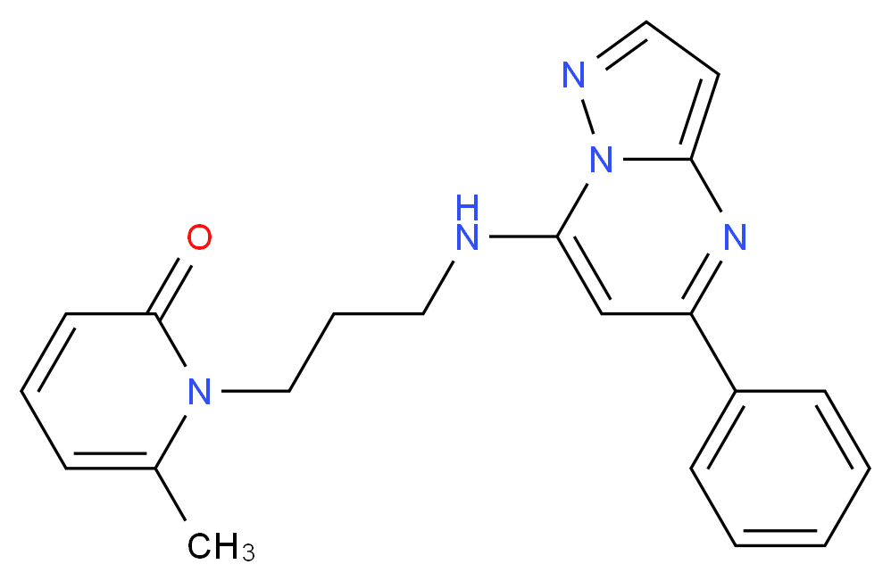 6-methyl-1-{3-[(5-phenylpyrazolo[1,5-a]pyrimidin-7-yl)amino]propyl}-2(1H)-pyridinone_Molecular_structure_CAS_)