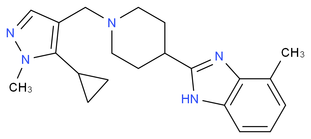 2-{1-[(5-cyclopropyl-1-methyl-1H-pyrazol-4-yl)methyl]-4-piperidinyl}-4-methyl-1H-benzimidazole_Molecular_structure_CAS_)