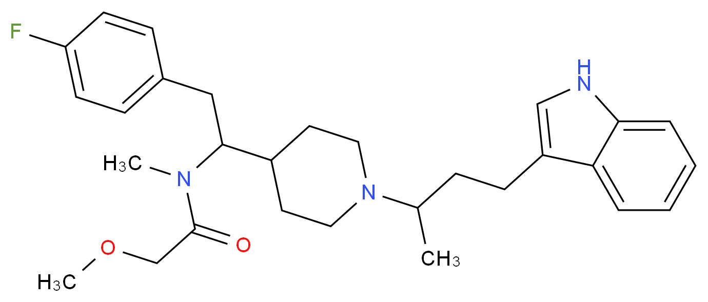 N-(2-(4-fluorophenyl)-1-{1-[3-(1H-indol-3-yl)-1-methylpropyl]-4-piperidinyl}ethyl)-2-methoxy-N-methylacetamide_Molecular_structure_CAS_)