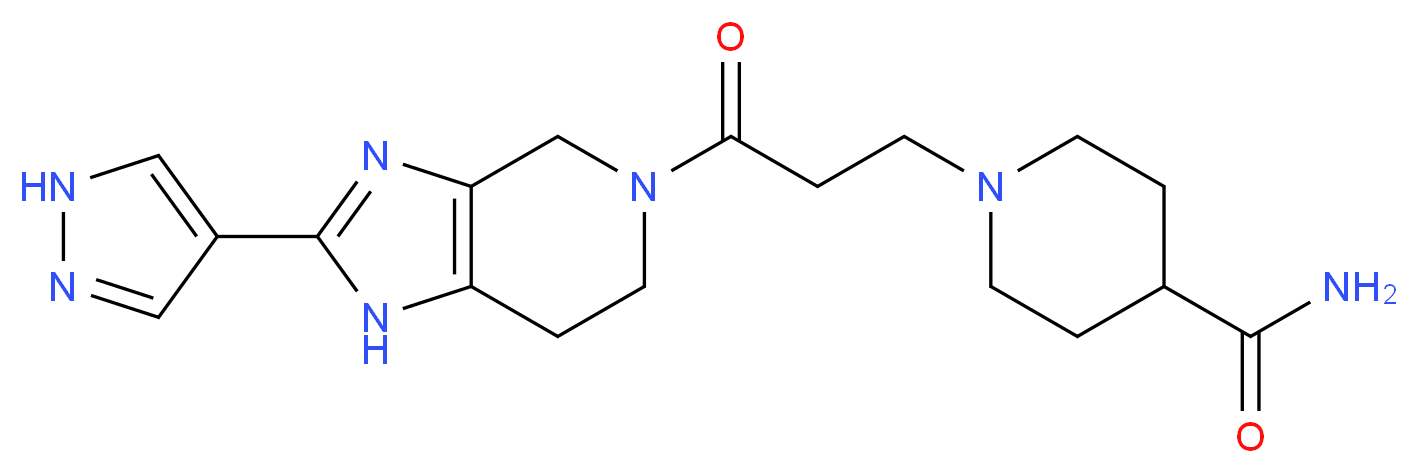 1-{3-oxo-3-[2-(1H-pyrazol-4-yl)-1,4,6,7-tetrahydro-5H-imidazo[4,5-c]pyridin-5-yl]propyl}piperidine-4-carboxamide_Molecular_structure_CAS_)