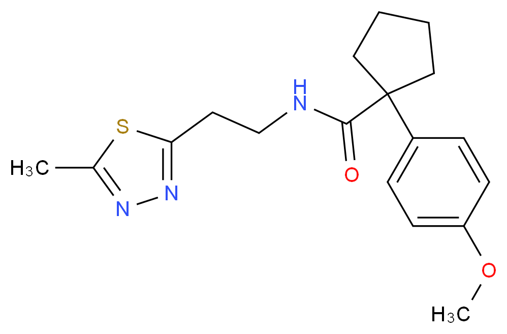 1-(4-methoxyphenyl)-N-[2-(5-methyl-1,3,4-thiadiazol-2-yl)ethyl]cyclopentanecarboxamide_Molecular_structure_CAS_)