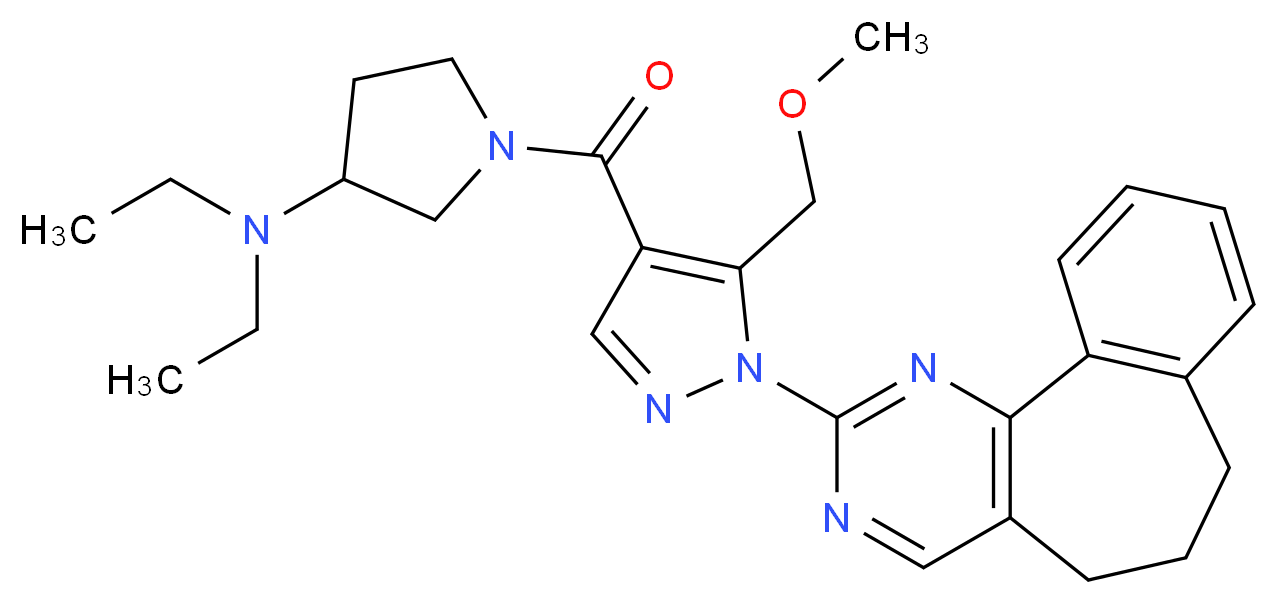1-{[1-(6,7-dihydro-5H-benzo[6,7]cyclohepta[1,2-d]pyrimidin-2-yl)-5-(methoxymethyl)-1H-pyrazol-4-yl]carbonyl}-N,N-diethyl-3-pyrrolidinamine_Molecular_structure_CAS_)