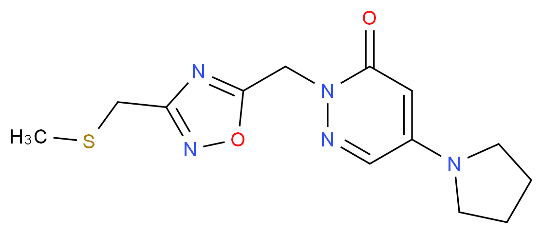 2-({3-[(methylthio)methyl]-1,2,4-oxadiazol-5-yl}methyl)-5-(1-pyrrolidinyl)-3(2H)-pyridazinone_Molecular_structure_CAS_)