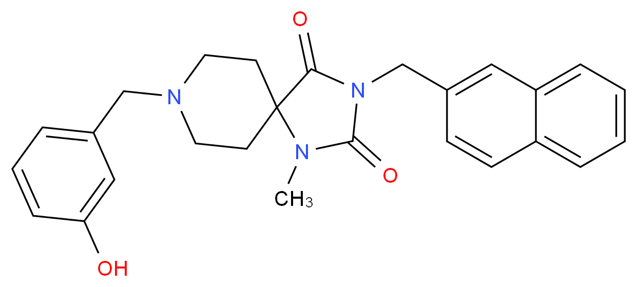 8-(3-hydroxybenzyl)-1-methyl-3-(2-naphthylmethyl)-1,3,8-triazaspiro[4.5]decane-2,4-dione_Molecular_structure_CAS_)