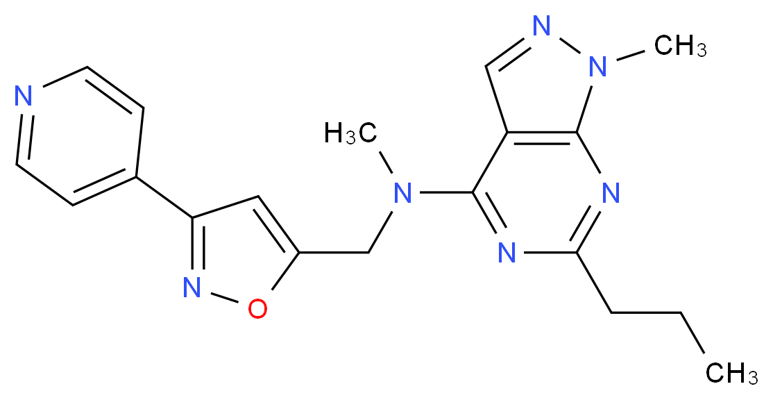 N,1-dimethyl-6-propyl-N-{[3-(4-pyridinyl)-5-isoxazolyl]methyl}-1H-pyrazolo[3,4-d]pyrimidin-4-amine_Molecular_structure_CAS_)