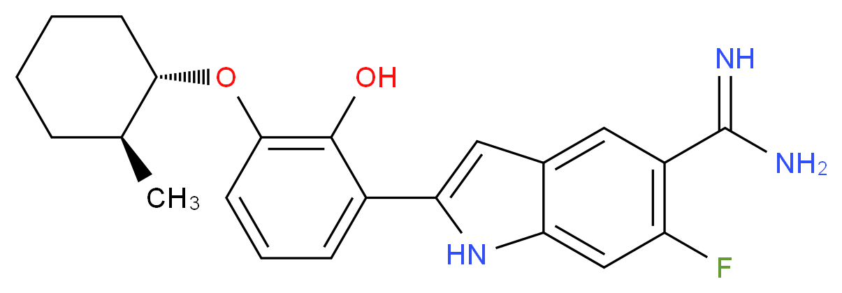 6-FLUORO-2-[2-HYDROXY-3-(2-METHYL-CYCLOHEXYLOXY)-PHENYL]-1H-INDOLE-5-CARBOXAMIDINE_Molecular_structure_CAS_)