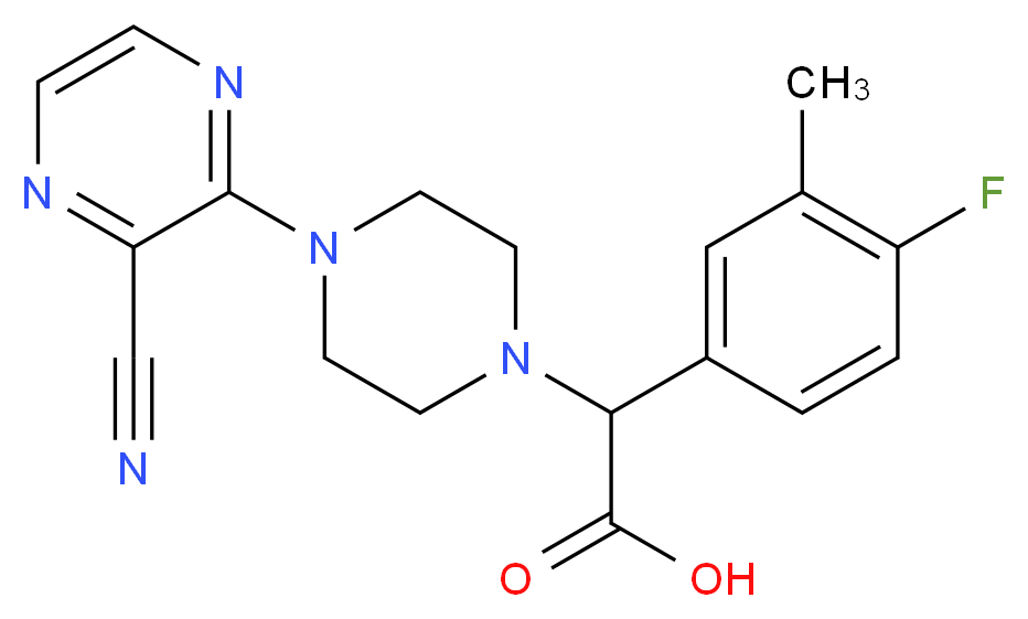 [4-(3-cyanopyrazin-2-yl)piperazin-1-yl](4-fluoro-3-methylphenyl)acetic acid_Molecular_structure_CAS_)