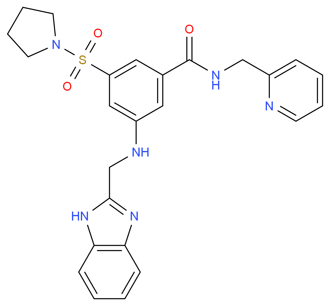 3-[(1H-benzimidazol-2-ylmethyl)amino]-N-(2-pyridinylmethyl)-5-(1-pyrrolidinylsulfonyl)benzamide_Molecular_structure_CAS_)