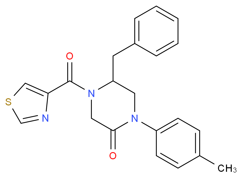 5-benzyl-1-(4-methylphenyl)-4-(1,3-thiazol-4-ylcarbonyl)-2-piperazinone_Molecular_structure_CAS_)