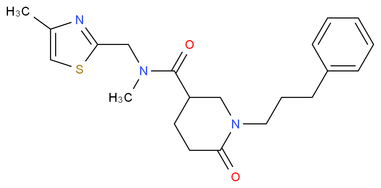 N-methyl-N-[(4-methyl-1,3-thiazol-2-yl)methyl]-6-oxo-1-(3-phenylpropyl)-3-piperidinecarboxamide_Molecular_structure_CAS_)
