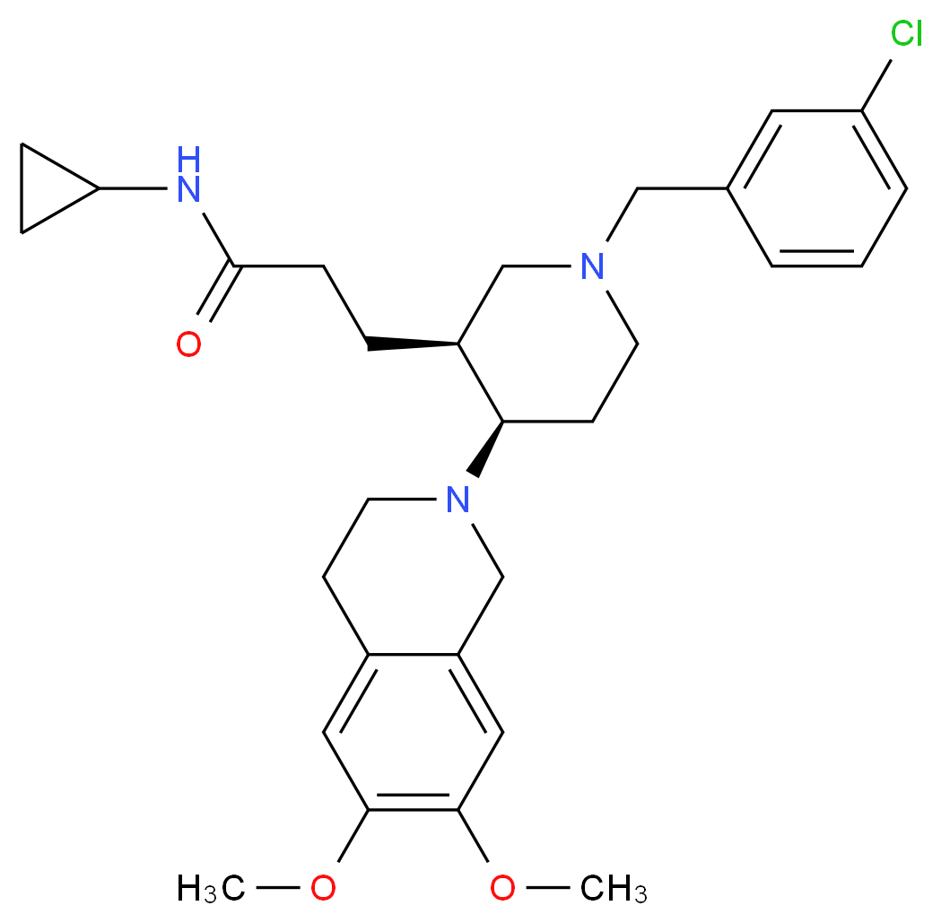 3-[(3S*,4R*)-1-(3-chlorobenzyl)-4-(6,7-dimethoxy-3,4-dihydro-2(1H)-isoquinolinyl)-3-piperidinyl]-N-cyclopropylpropanamide_Molecular_structure_CAS_)