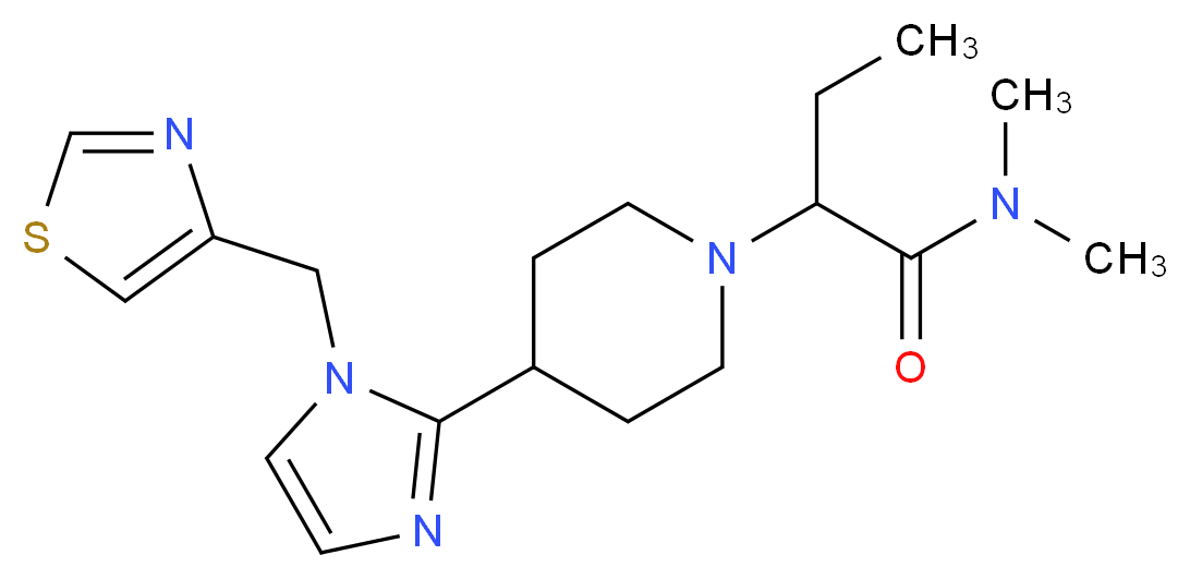 N,N-dimethyl-2-{4-[1-(1,3-thiazol-4-ylmethyl)-1H-imidazol-2-yl]-1-piperidinyl}butanamide_Molecular_structure_CAS_)