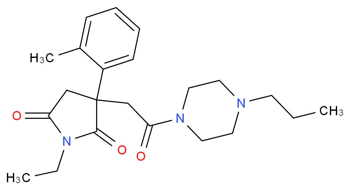 1-ethyl-3-(2-methylphenyl)-3-[2-oxo-2-(4-propyl-1-piperazinyl)ethyl]-2,5-pyrrolidinedione_Molecular_structure_CAS_)